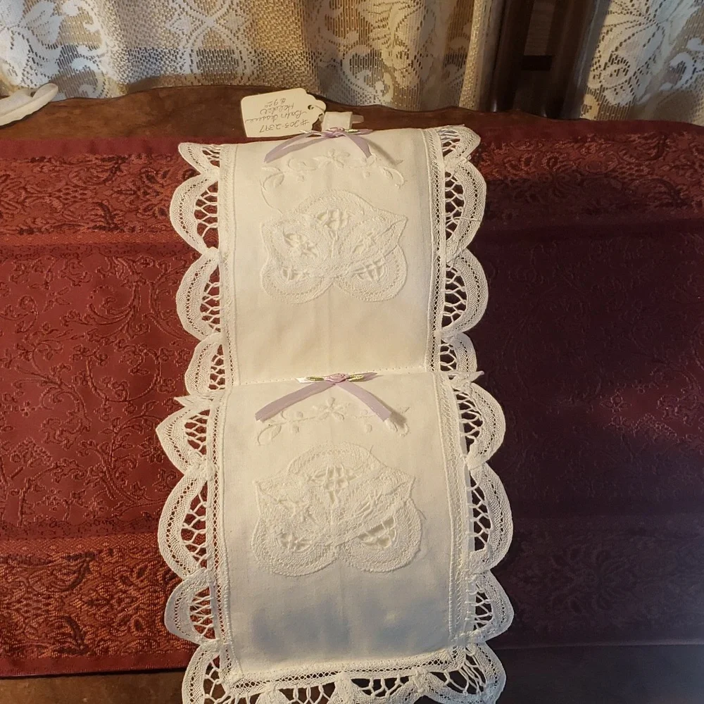 Shabby Chic Bathroom Tissue Holder with Lavendar Ribbons-DSPM2